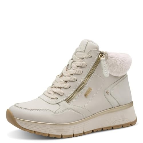 Jana Damskie buty Lace Boot Flat Tex + wegańskie modne kozaki, kość słoniowa, 42 EU, kość słoniowa, 42 EU