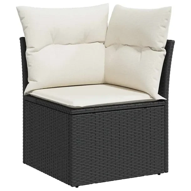 Zestaw Sof Ogrodowych z Polirattanu i Stali, Czarny, 5-częściowy