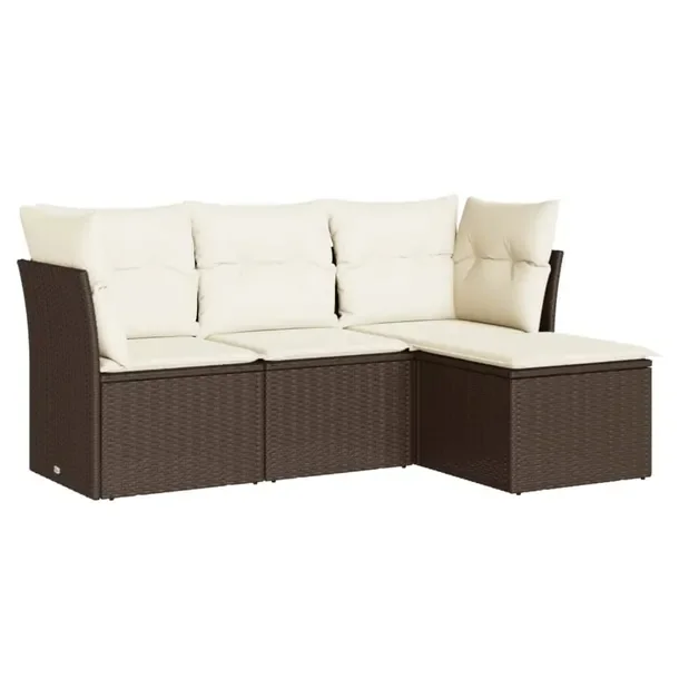 Zestaw wypoczynkowy rattan PE, brązowy, 179x117x69 cm