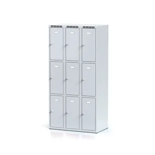 Alfa 3 Szafka ubraniowa 9-drzwiowa, drzwi szare, zamek obrotowy 1261823 - Szafki BHP - miniaturka - grafika 1