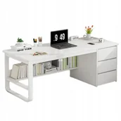 Biurka - BIURKO KOMPUTEROWE BIAŁE LOFT POD LAPTOP KOMPUTER SKANDYNAWSKI Z 3 PÓŁKAMI - miniaturka - grafika 1