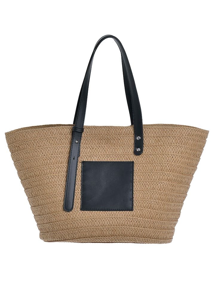 BLE Shopper bag w kolorze jasnobrązowo-czarnym - 47 x 27 cm
