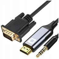 Kable - CO2 KABEL VGA - HDMI PRZEJŚCIÓWKA KONWERTER ADAPTER AUDIO FULL HD 60HZ 1M - miniaturka - grafika 1