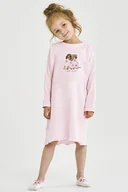 Piżamy dla dziewczynek - Jasmina dziewczęca koszula nocna doggy jasnoróżowa 128 - miniaturka - grafika 1