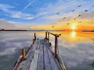 Zabawki kreatywne - Haft Diamentowy Bez Ramy Zachód Słońca Nad Morzem 30x40 Mozaika Diamentowa 5d - miniaturka - grafika 1