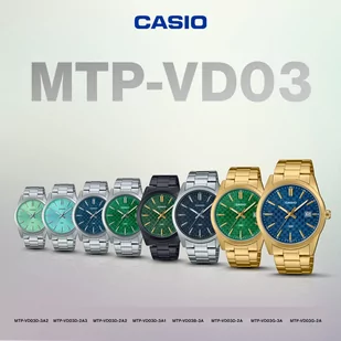 Zegarek ZEGAREK MĘSKI CASIO MTP-VD03D-3A1 Green + BOX - Zegarki męskie - miniaturka - grafika 3