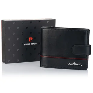 Elegancki portfel męski Pierre Cardin YS605 324A RFID - czarno-czerwony - Portfele - miniaturka - grafika 1
