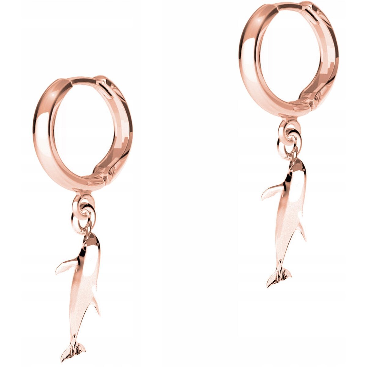 Kolczyki Pozłacane z Delfinem Ryby Rybki Delfiny Zwierzę Ocean SREBRO 925