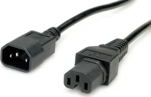 Kabel zasilający Value wtyk IEC320/C14 - gniazdo C15, H05RN-F, czarny, 1 m - Kable - miniaturka - grafika 1