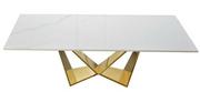 Ławy i stoliki kawowe - Złoty stolik marmurowy błyszczący blat 130x70x43 cm CT2061C-stolik - miniaturka - grafika 1