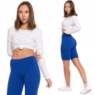 Legginsy - Moraj Prążkowane Legginsy Kolarki z Wysokim Stanem 850-013 Chabrowy S/m - miniaturka - grafika 1