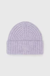 Czapki damskie - Superdry czapka z domieszką wełny kolor fioletowy z grubej dzianiny - grafika 1