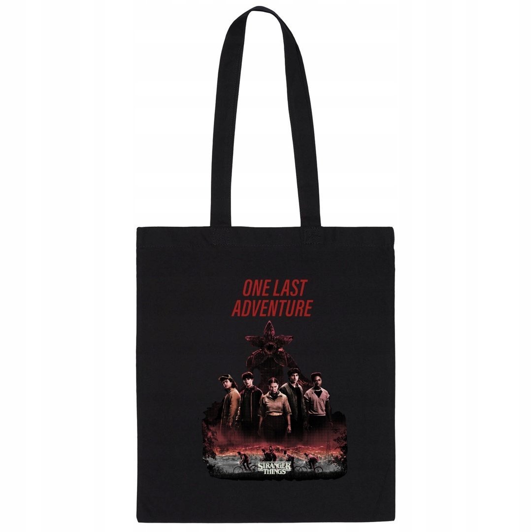 STRANGER THINGS TORBA CZARNA SHOPERKA NA RAMIĘ BAWEŁNIANA GRUBA