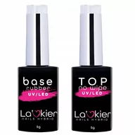 Zestawy do manicure i pedicure - La'kier Mini zestaw do hybryd Rubber Baza + Top No Wipe - miniaturka - grafika 1