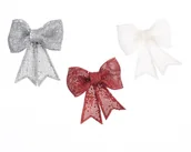 Bombki - Kokarda Na Choinkę Ozdoba Plastikowa Brokat 13Cm - miniaturka - grafika 1