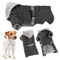 Ubranka dla psów - Ubranko dla psa na zimę z ODBLASKIEM ocieplane z kapturem kurtka L - miniaturka - grafika 1