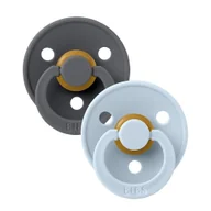 Smoczki uspokajające - BIBS COLOUR SYMMETRICAL 2-PACK IRON & BABY BLUE S Smoczek Symetryczny kauczuk Hevea - miniaturka - grafika 1
