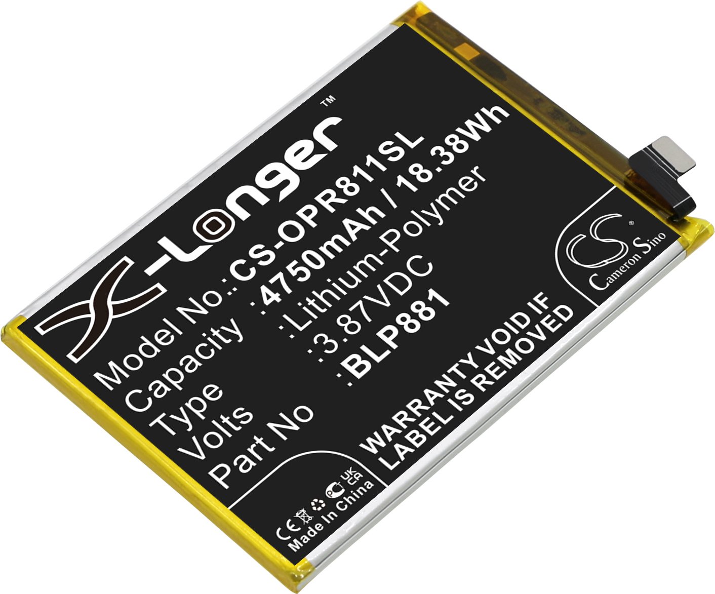 TECHTEK Baterie kompatybilny z [OPPO] Reno 4SE, Reno 5K, Reno K9 zastępuje BLP881