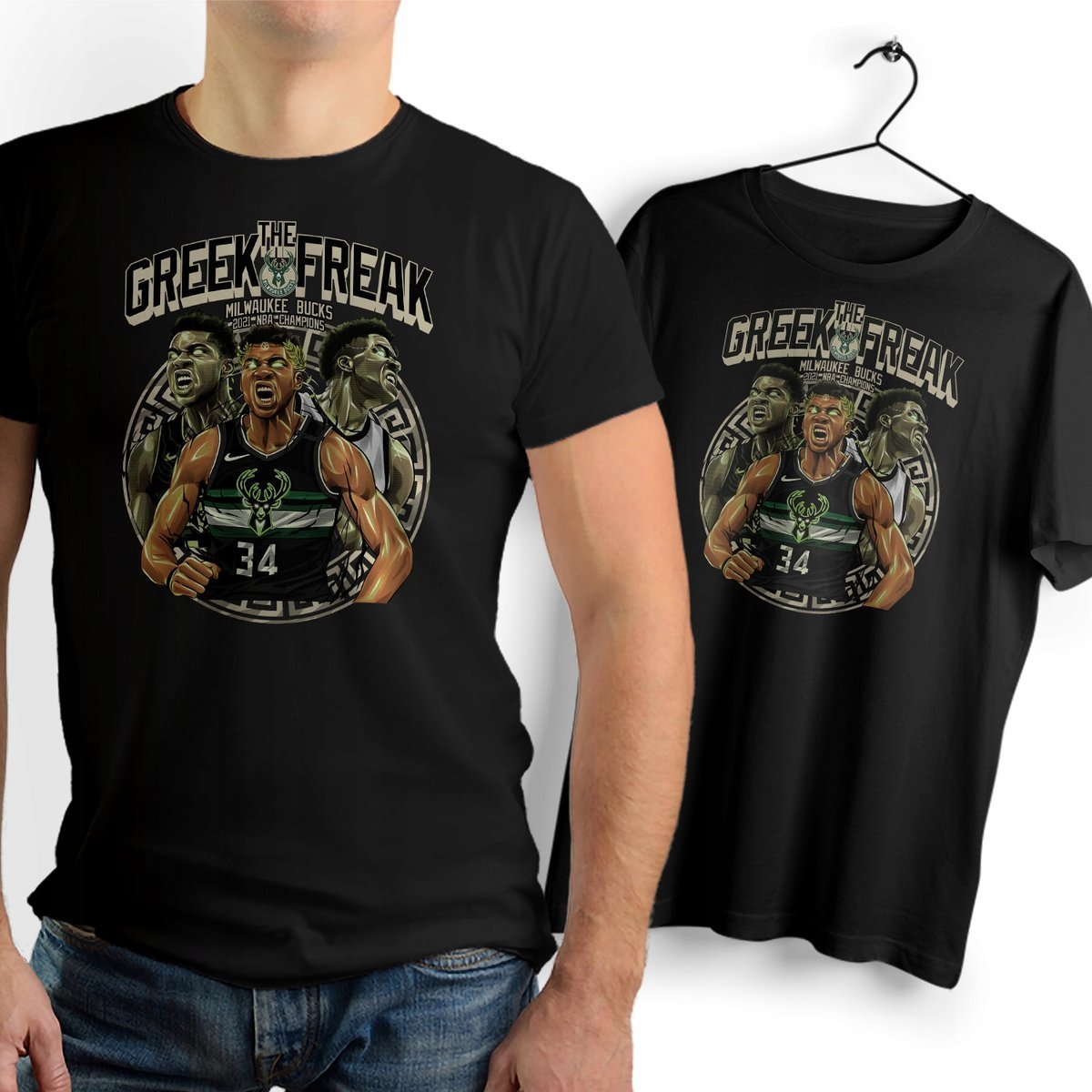 Koszulka Męska Czarna NBA T-Shirt Podkoszulek z Nadrukiem Grafika Prezent