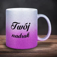 Kubki - Różowo-srebrny kubek GLITTER z Twoim nadrukiem - miniaturka - grafika 1