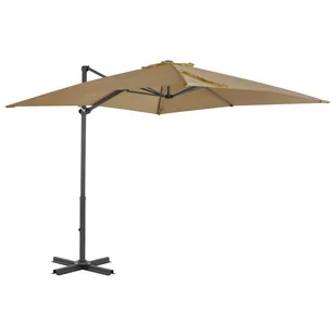 vidaXL Parasol wiszący z aluminiowym słupkiem, 250x250 cm, taupe - Parasole ogrodowe - miniaturka - grafika 1