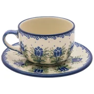 Filiżanki - Filiżanka Do Herbaty Kawy 200 Ml Ze Spodkiem - Ceramika Artystyczna Bolesławiec - miniaturka - grafika 1