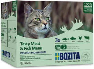 Zestaw mieszany Bozita w galarecie, 12 x 85 g - Menu mięsno-rybne - Mokra karma dla kotów - miniaturka - grafika 1
