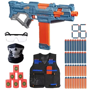 Zestaw Pistolet Nerf Elite 2.0 Turbine CS-18 E9481 + kamizelka + bandana + okulary + cele + 50 strzałek - Zabawki militarne - miniaturka - grafika 1