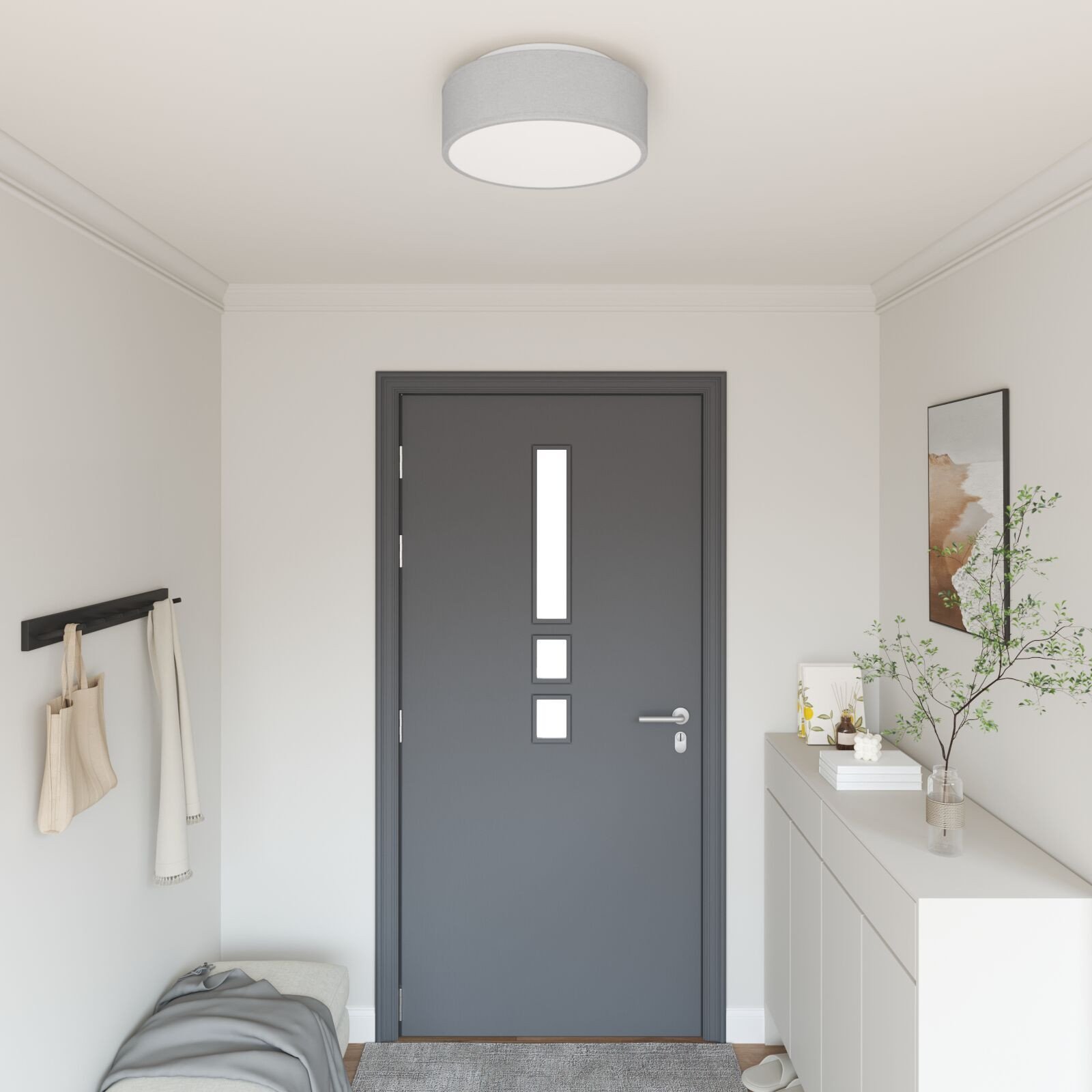 vidaXL Szary Metal, Tkanina 38 x 13.5 cm Lampa sufitowa montowana