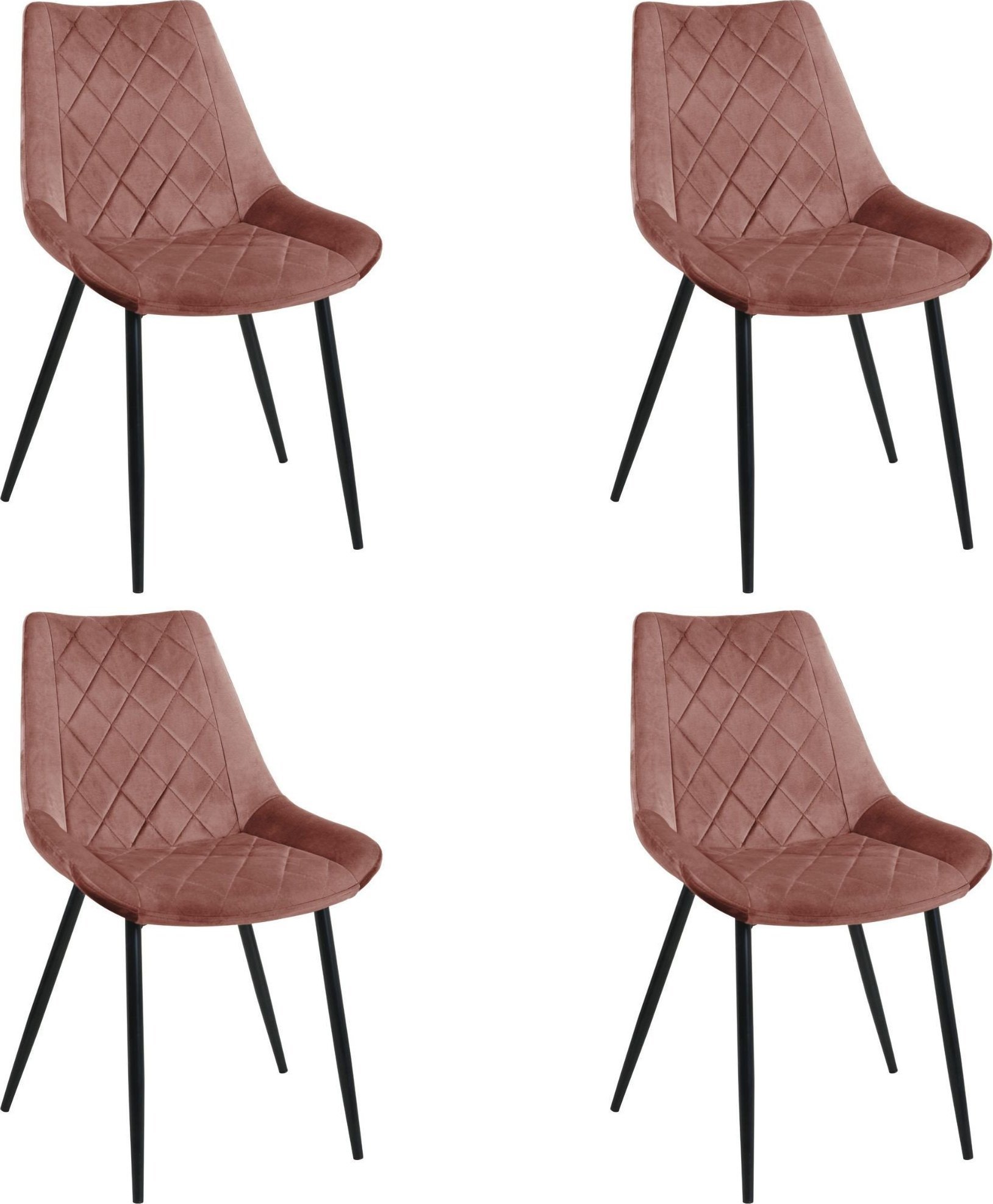 Fabryka Mebli Akord 4x Welurowe krzesło tapicerowane glamour pikowane SJ.0488 Różowe