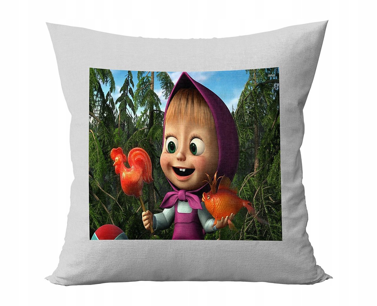 PODUSZKA PERSONALIZOWANA MASZA I NIEDŹWIEDŹ BAJKI POMYSŁ NA PREZENT WZORY