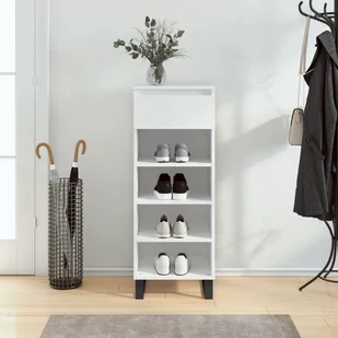 vidaXL Szafka na buty, wysoki połysk, biała, 40x36x105 cm - Wieszaki i stojaki - miniaturka - grafika 1