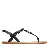 Sandały damskie - Sandały Tommy Hilfiger Leather Thong Sandal FW0FW09127 Czarny - miniaturka - grafika 1