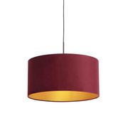 Lampy sufitowe - QAZQA Lampa wisząca z welurowym odcieniem czerwieni ze złotem 50 cm - Combi - miniaturka - grafika 1