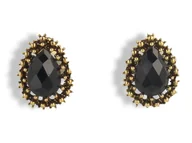 Kolczyki - Klipsy do uszu złoto-czarne vintage - miniaturka - grafika 1