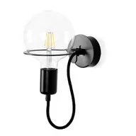 Lampy ścienne - Czarna lampa ścienna Loft Metal Wall kinkiet z czarnym przewodem i żarówką LED 4W KOLOROWE KABLE - miniaturka - grafika 1