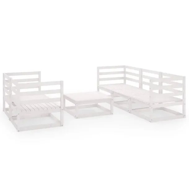 Zestaw Wypoczynkowy do Ogrodu z Litego Drewna Sosnowego, Biały, Sofa 70x70