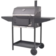 Grille - vidaXL Grill węglowy z wędzarnią i dolną półką, czarny - miniaturka - grafika 1