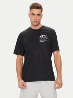 Koszulki męskie - Reebok T-Shirt Run Graphic 100075314 Czarny Relaxed Fit - miniaturka - grafika 1