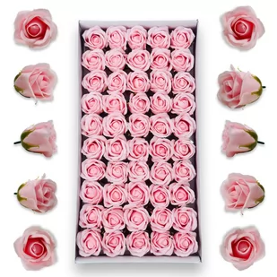 RÓŻE MYDLANE W ZESTAWIE 50 SZT. W KOLORZE JASNYM RÓŻOWYM - Sztuczne kwiaty - miniaturka - grafika 1