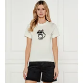 Koszulki i topy damskie - Karl Lagerfeld T-shirt IKON SKETCH | Regular Fit - miniaturka - grafika 1