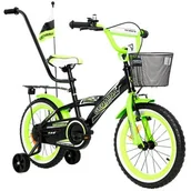 Rowery - Rower dziecięcy GERMINA BMX 16 cali dla chłopca Czarno-zielony - miniaturka - grafika 1