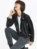 Kurtki damskie - Czarna kurtka w stylu motocyklowym - miniaturka - grafika 1