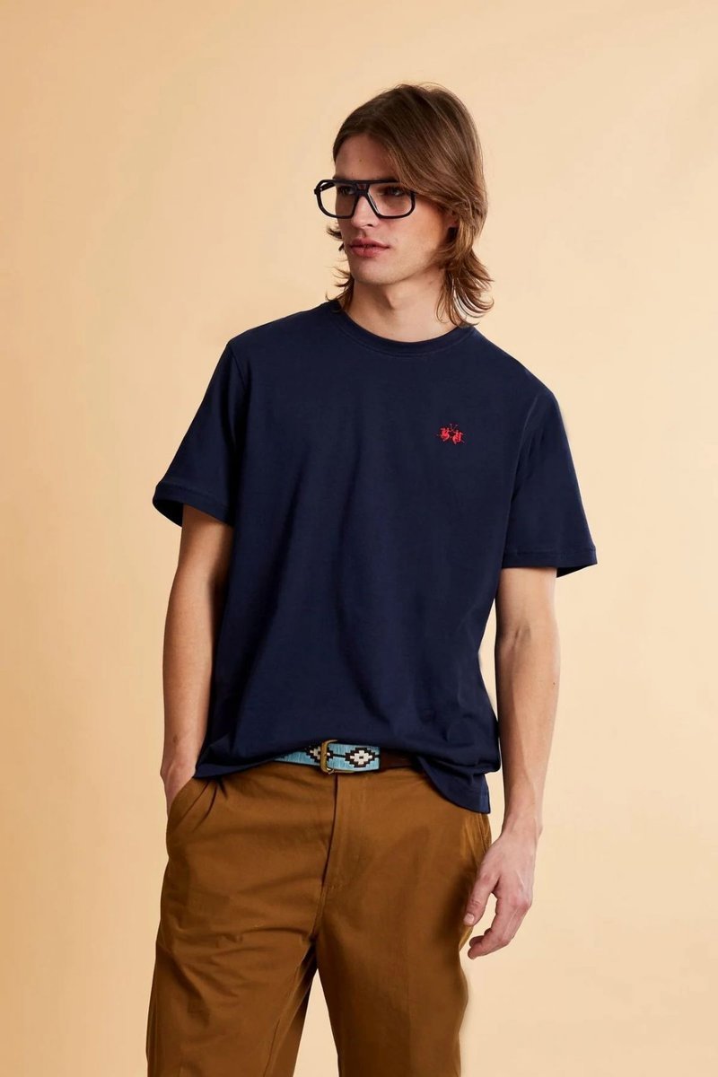 T-shirt męskie la martina ccmr14 js388 07017 granatowy