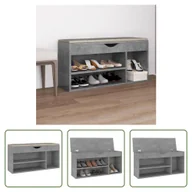 Szafki na buty - The Living Store Ławka na buty z poduszką betonowa szara 104x30x49 cm Materiał drewnopochodny - miniaturka - grafika 1