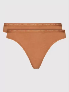 Majtki damskie - Calvin Klein Underwear Komplet 2 par stringów 000QD3788E Brązowy - grafika 1