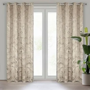 Zasłona gotowa na przelotkach Debra 135 x 270 cm beżowo-szary - Zasłony - miniaturka - grafika 1