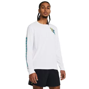 Męski longsleeve z nadrukiem Under Armour UA Run Everywhere - biały - UNDER ARMOUR - Koszulki sportowe męskie - miniaturka - grafika 1