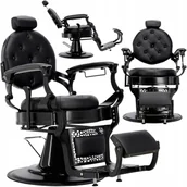 Fotele fryzjerskie - Fotel fryzjerski barberski hydrauliczny do salonu fryzjerskiego barber shop Logan Black Barberking - miniaturka - grafika 1