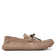 Mokasyny męskie - Mokasyny Tommy Hilfiger Hilfiger Folded Suede Driver FM0FM05385 Beżowy - miniaturka - grafika 1